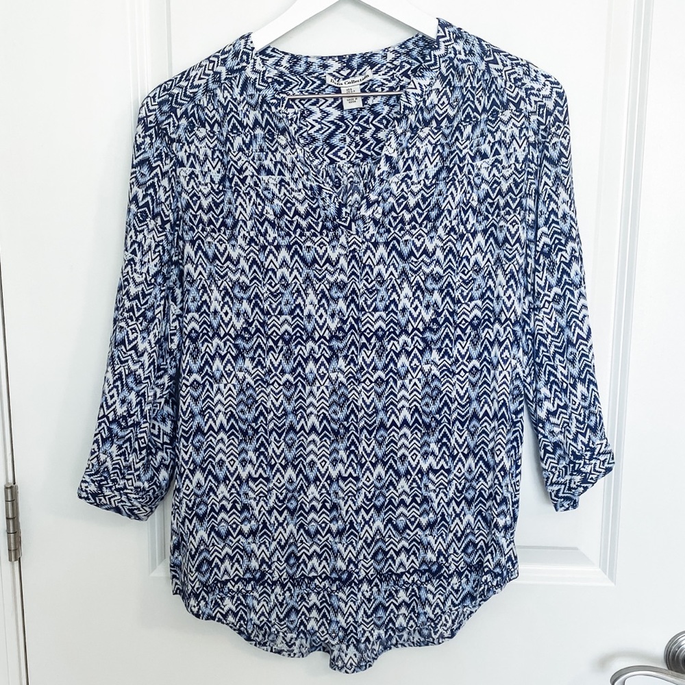 Blue & White Patterned Blouse